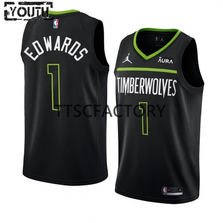 Kinder NBA Minnesota Timberwolves Trikot Anthony Edwards 1 Jordan 2022-23 Statement Edition Schwarz Swingman